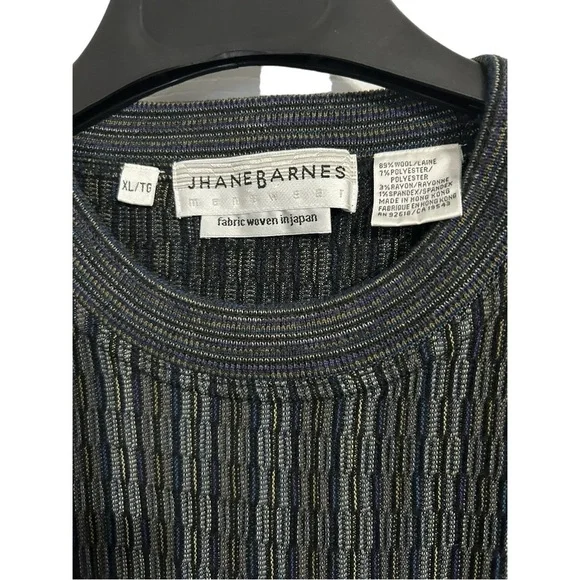 Jhane Barnes vintage woven in Japan Abstract Art wool blend Knit Sweater XL